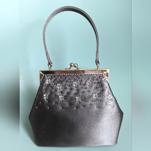 The Limited tiny bag in grey satin with silver accent embroidery. - Picture 1 of 4